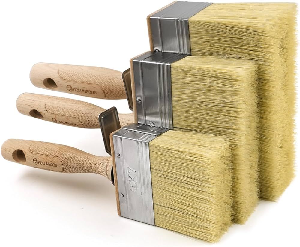 ROLLINGDOG Deck Stain Brush Set - Limewash Brush Wood Handle Large Deck Brush Applicator for Wall... | Amazon (US)