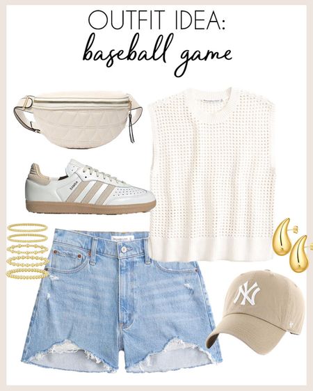 A chic outfit for a baseball game!

#baseballgame

What to wear to a baseball game. The best denim shorts. Crochet spring sweater. Neutral spring outfit. Tan adidas sneakers  

#LTKfindsunder100 #LTKSeasonal #LTKstyletip