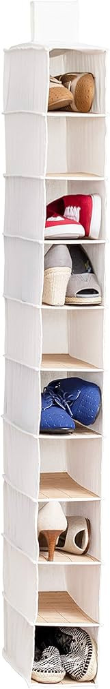 Honey-Can-Do SFT-01001 Hanging Shoe Organizer, Bamboo/Canvas, 10-Shelf | Amazon (US)