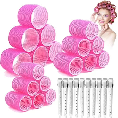 Self grip hair roller set 18 pcs Hair roller set Heatless hair curlers Hair rollers for Long hair Medium and Short hair Hair rollers with hair roller clips Salon hairdressing curlers | Walmart (US)