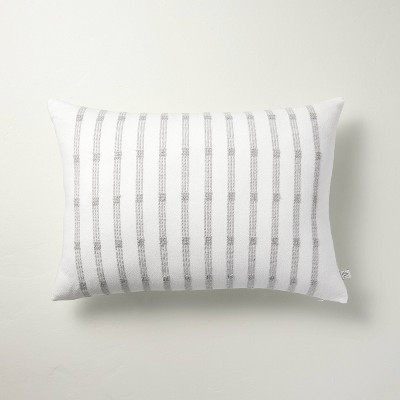 14"x20" Textured Rail Stripe Lumbar Throw Pillow Cream/Light Gray - Hearth & Hand™ with Magnolia: Cotton Dobby, Indoor Use | Target