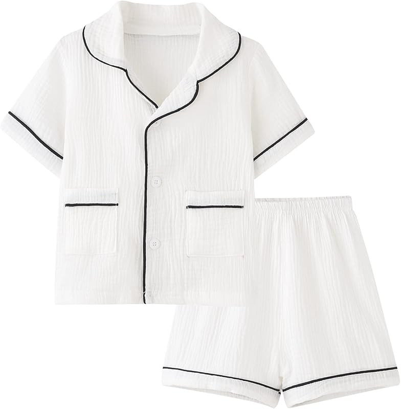 BINIDUCKLING Toddler Button Up Pajamas Summer Pjs for Girls Boys 18 Months - 12 Years | Amazon (US)