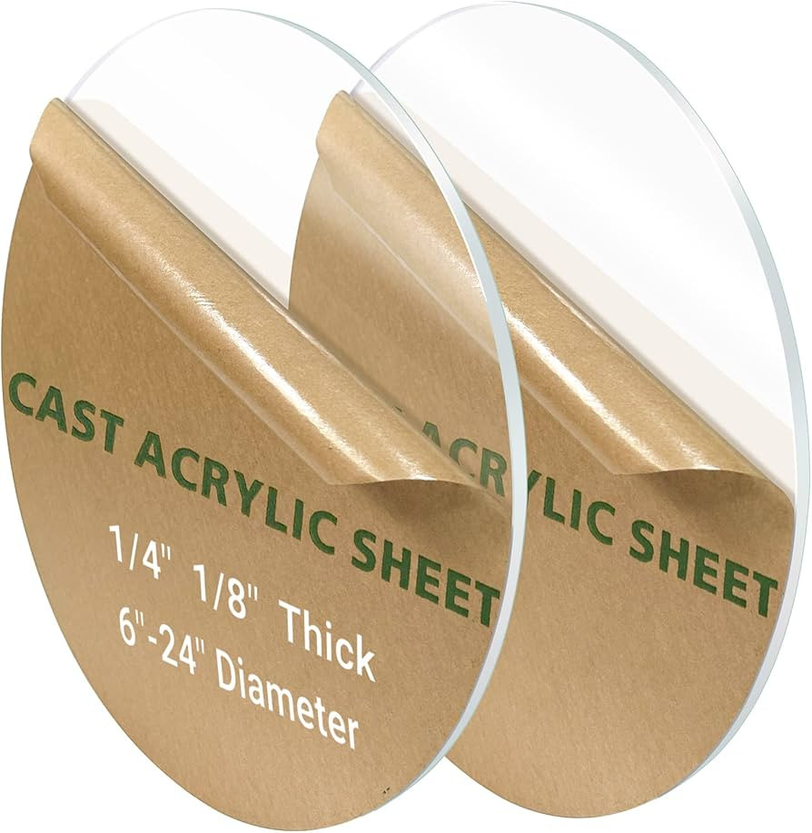 2 Pieces 1/8" Round Plexiglass Sheet, 9 Inch Diameter Clear Acrylic Circle, Round Cake Disk Acryl... | Amazon (US)