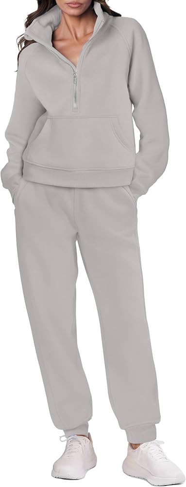 ANRABESS Womens 2 Piece Outfits Sweatsuit Zip Up Sweatshirt Jogger Sweatpants Tracksuit Matching ... | Amazon (US)