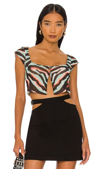 Nylah Crop Top in Teal Zebra | Revolve Clothing (Global)