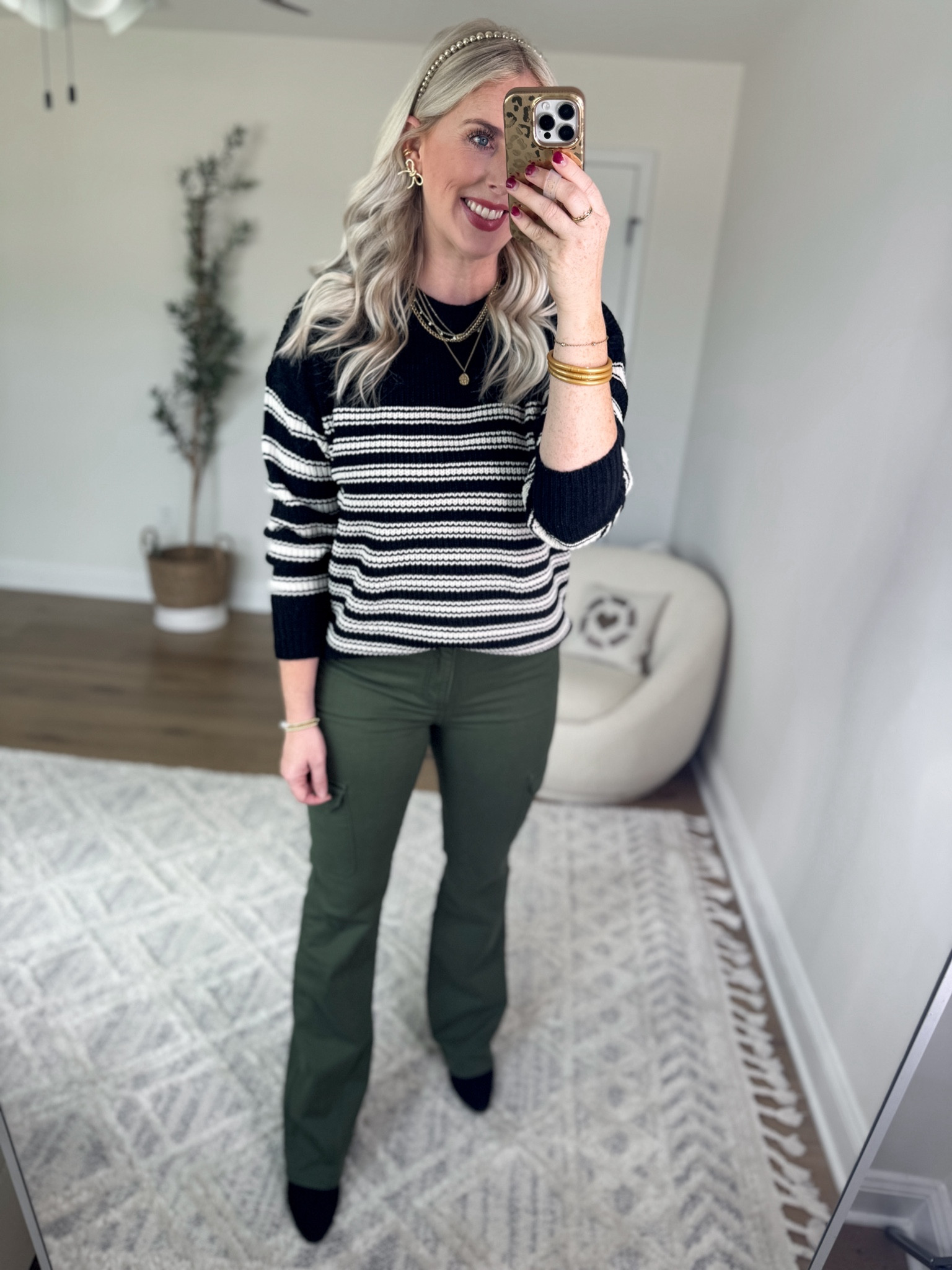 Weekend Walmart Wins try on 
Chenille striped sweater- medium 
Cargo flare pants 

#LTKStyleTip #LTKSeasonal #LTKFindsUnder50