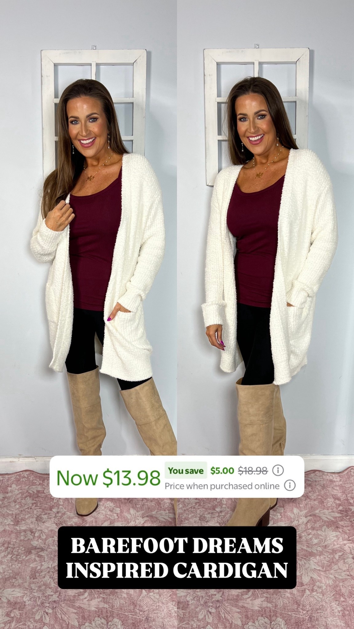 This barefoot dreams inspired cardigan is an absolute DREAM and comes in other colors! I’m in an XS! M tank top and S leggings.

Walmart deals, Walmart finds, Walmart fashion, Walmart style, fall outfit, black leggings, over the knee boots, fall fashion, fall style 

#LTKootd #LTKFindsUnder50 #LTKSaleAlert