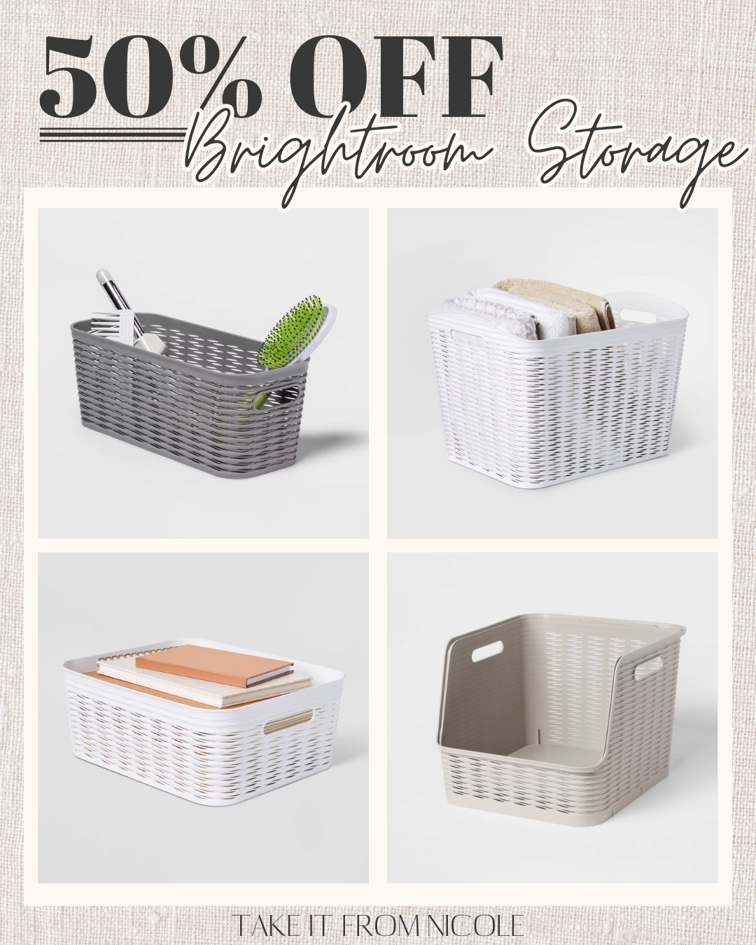 50% off Brightroom storage at Target- as low as $2.50!

Home organization // spring cleaning // dorm room

#LTKmomlife #LTKHome #LTKSaleAlert