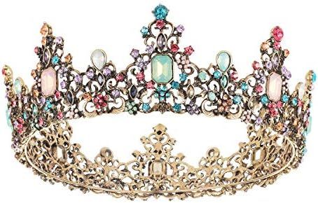 SNOWH Baroque Queen Crowns and Tiaras, Crystal Wedding Crown for Women, Vintage Birthday Tiara, Hall | Amazon (US)