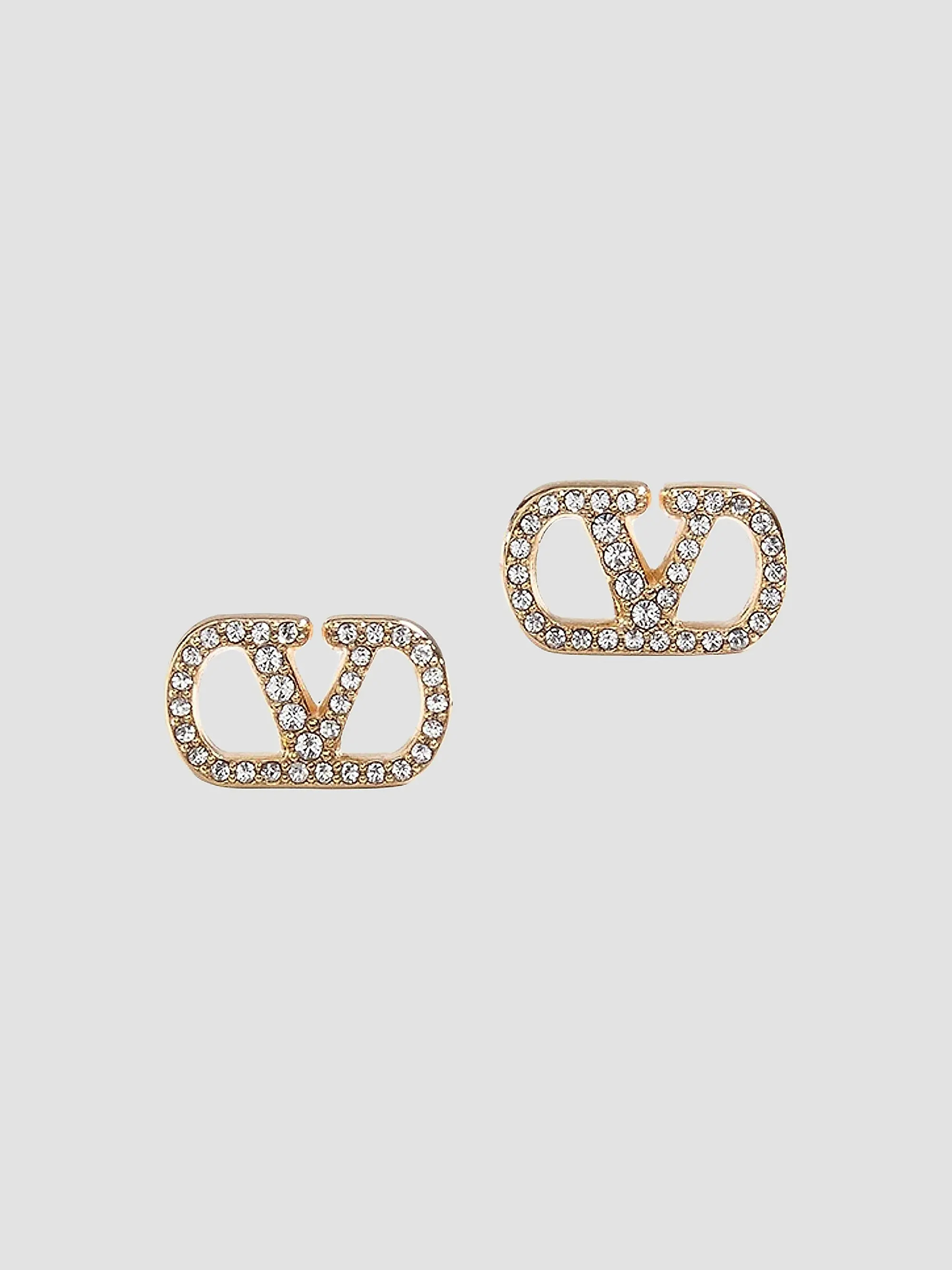 Valentino Garavani VLogo Signature Earrings in Metal and Swarovski Crystals | Saks Fifth Avenue | Saks Fifth Avenue