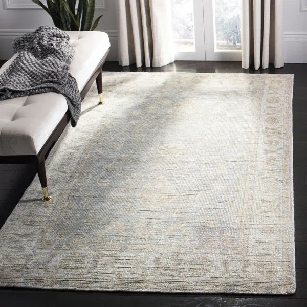 Brune Oriental Handmade Tufted Light Blue Area Rug | Wayfair Professional