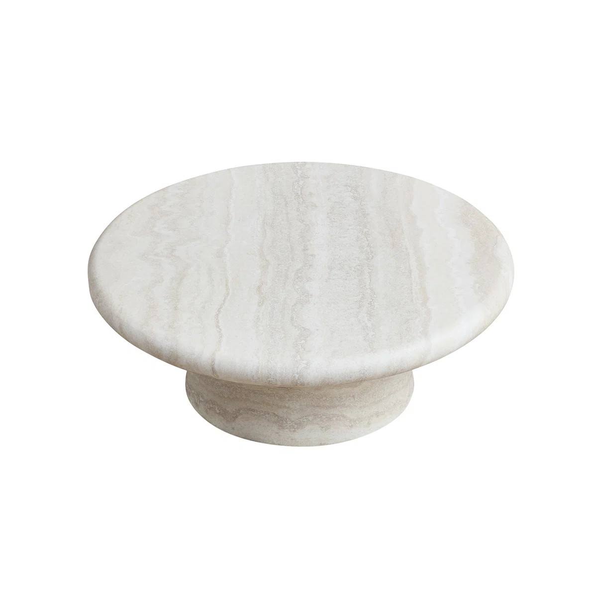 Scandinavian-Inspired Cream Faux Marble Pedestal Coffee Table: A Minimalist, Textured Centerpiece... | Wayfair North America