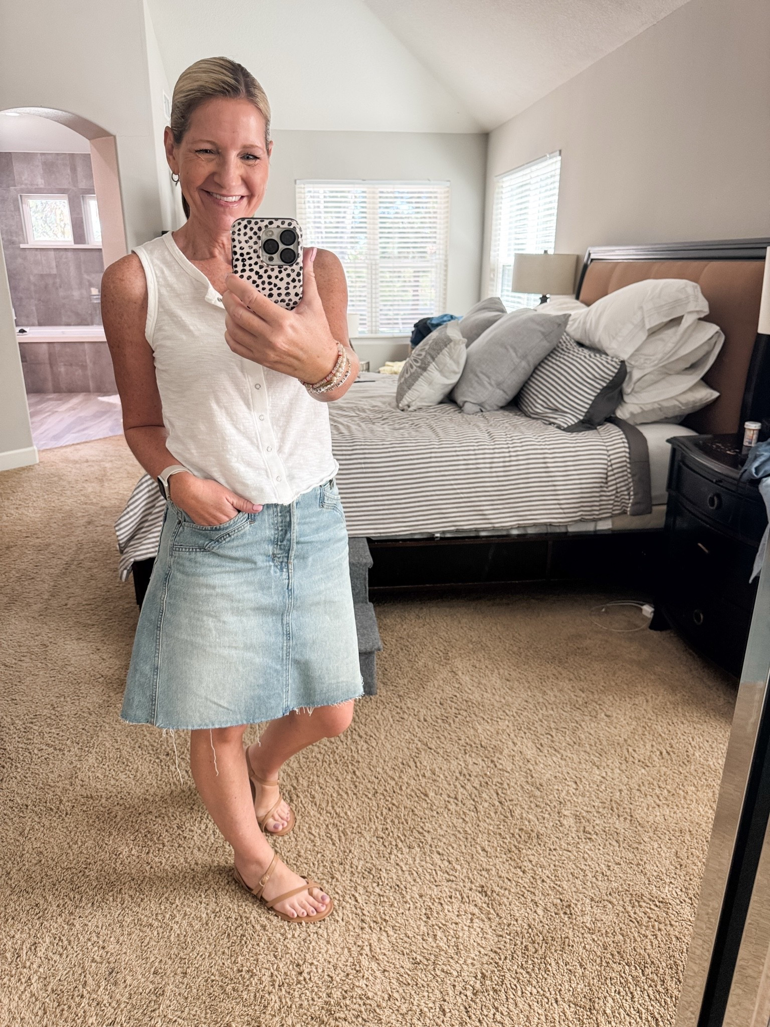 Sunday church outfit of the day in the heat with no AC at home. 

My white button down tank is Target and my midi denim skirt is Free People from the Nordstrom sale. 

My sandals are a Target find currently on clearance.

#LTKootd #LTKmomlife #LTKOver40