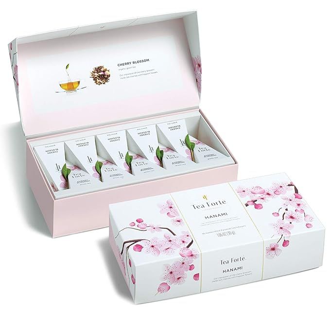 Tea Forte Cherry Blossoms Petite Presentation Box Tea Samplers, Assorted Variety Tea Box, 10 Hand... | Amazon (US)