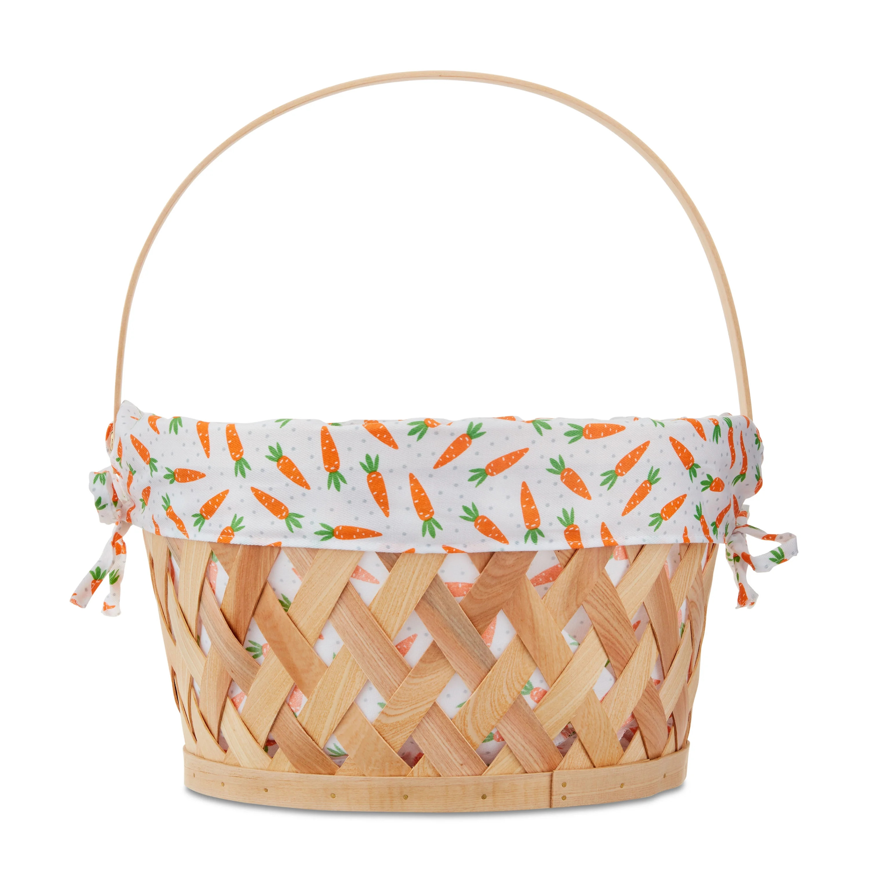 Easter Round Natural Woodchip Basket with Carrot Fabric Liner, 13 in x 14 in, by Way To Celebrate | Walmart (US)