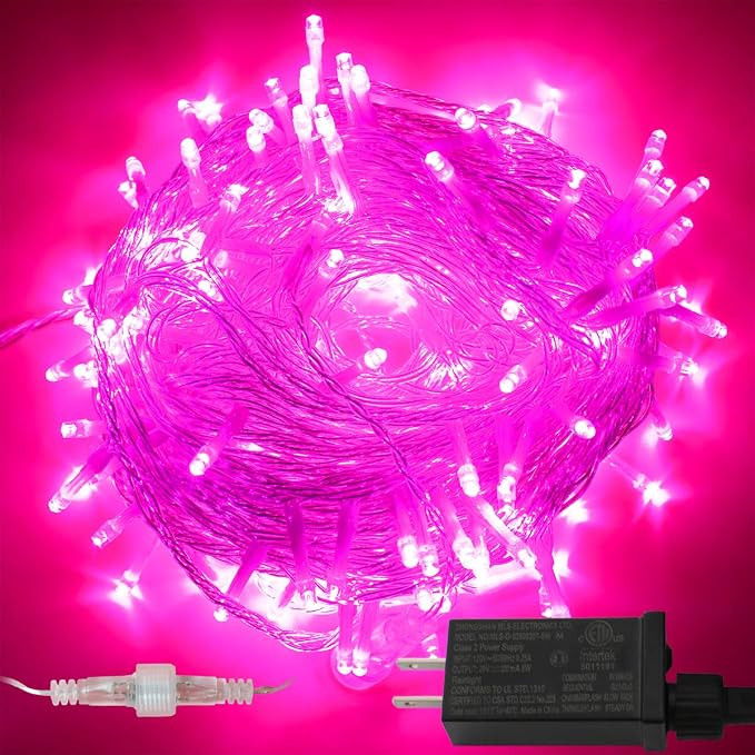 YAOZHOU Pink Christmas Decorations String Lights, Indoor Outdoor IP44 Waterproof 66Ft 200LED 8 Mo... | Amazon (US)
