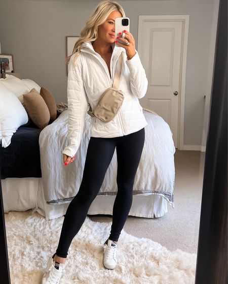 Fave jacket (I sized up to a 10) My favorite black leggings and sneakers. Belt bag in color Trench. This is such a good travel jacket 

#LTKSeasonal #LTKstyletip #LTKtravel