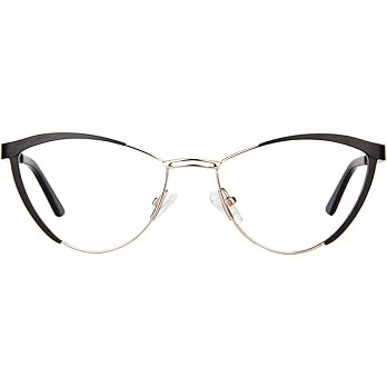 Zeelool Women's Metal Browline Cat Eye Blue Light Blocking Glasses Sydney FM0125 | Amazon (US)