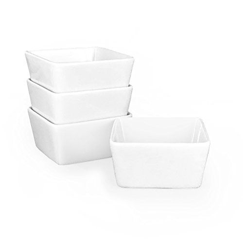 BTäT - Ramekins 8 oz Square, Porcelain Ramekins with Bonus SERVING TRAY, Ramekins for Baking, Creme  | Amazon (US)