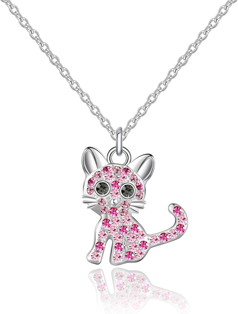 Girls Cat Birthstone Necklace Gifts for Women,Kitty Cats Dog Pendant Necklaces Jewelry for Cat Lo... | Amazon (US)