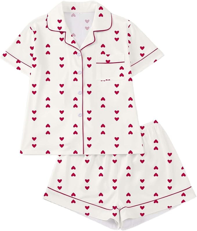 Cute Pajama Sets For Women 2 Piece Short Sleeves Top Short Pants Soft Sleepwear Casual Lounge Set... | Amazon (US)