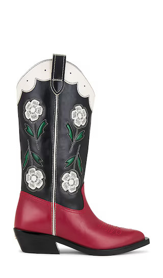 Aria Tall Cowboy Boot in Black & Red | Revolve Clothing (Global)