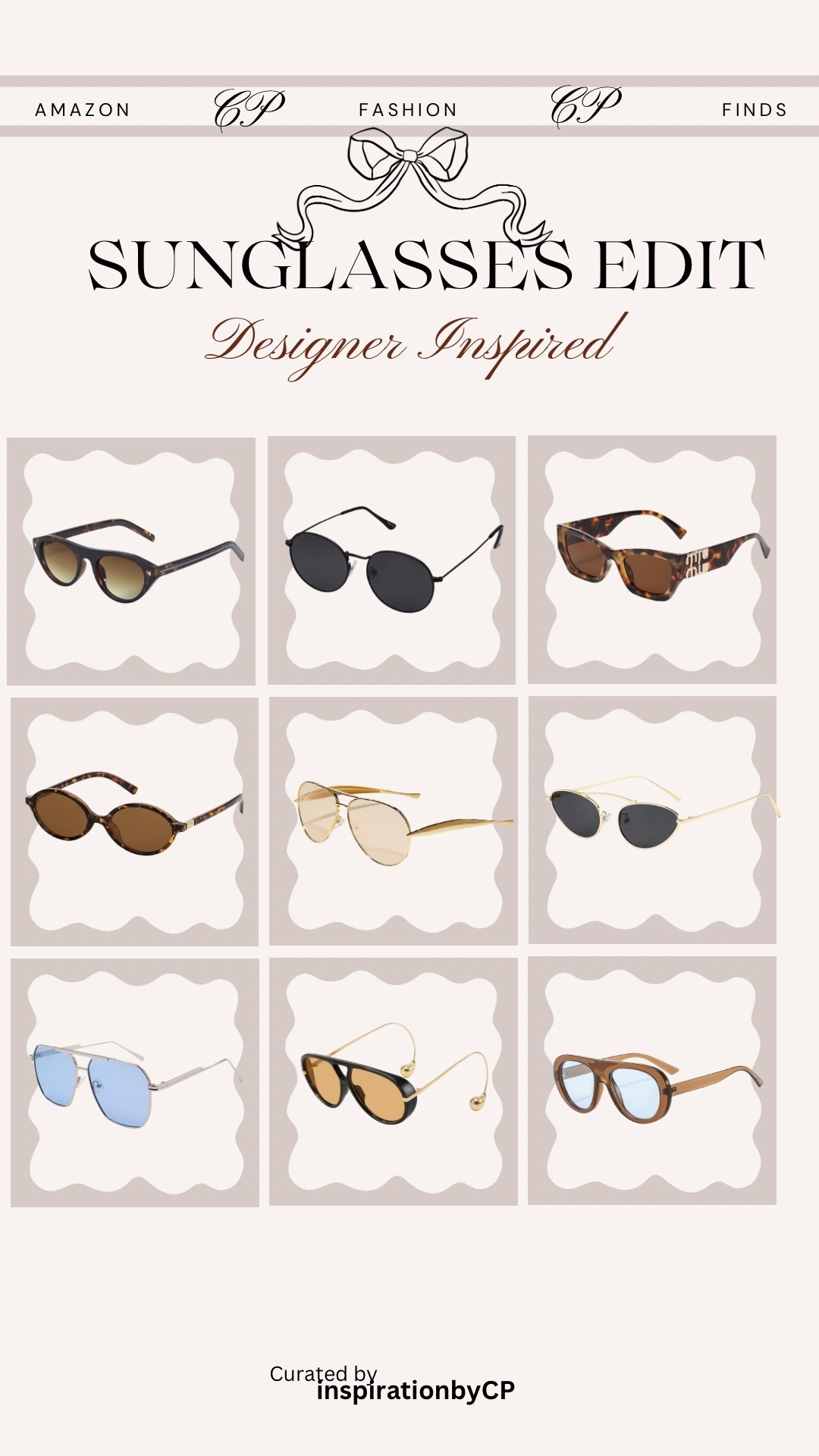 Designer Inspired Amazon Sunnies
#sunglasses #lookforless #designerinspired #sunnies #amazonfind

#LTKootd #LTKSeasonal #LTKSaleAlert