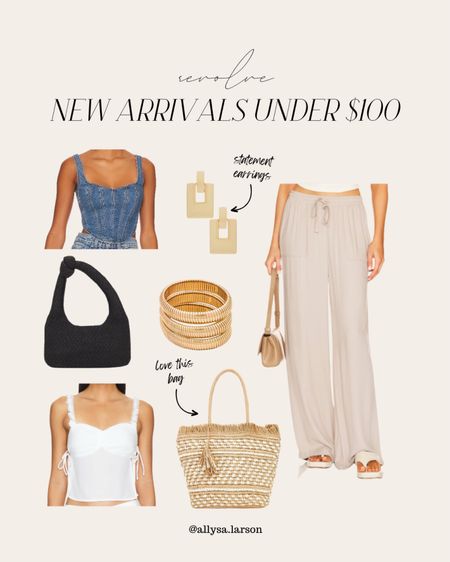 Revolve new arrivals, corset top, beach pants, casual outfit, neutral outfit, beach bag, gold jewelry

#LTKStyleTip #LTKItBag #LTKSeasonal