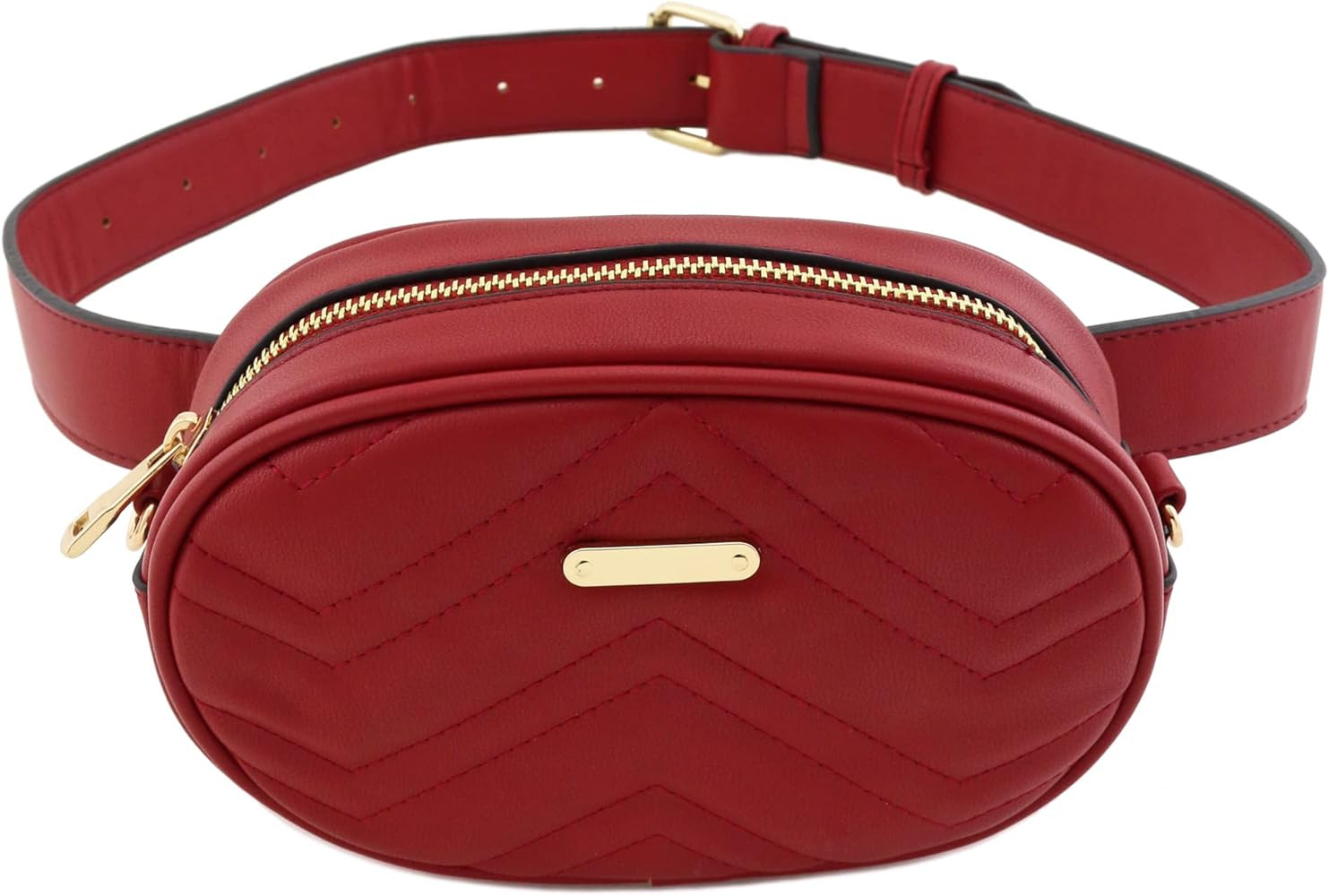 FashionPuzzle Quilted Small Versatile Purse Fanny Pack Waist Bag Crossbody (Burgundy) | Amazon (US)