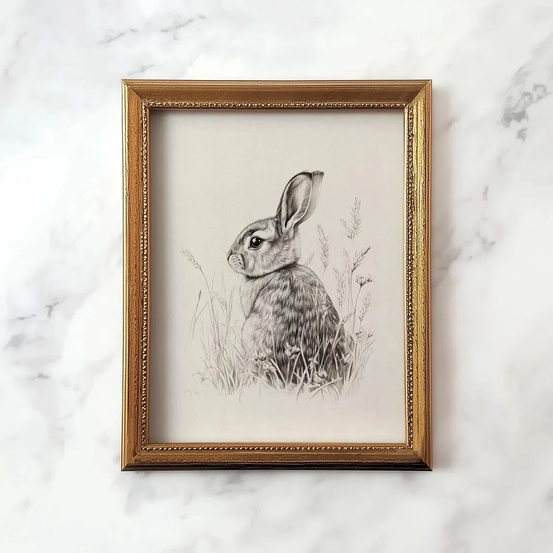 Vintage Easter Bunny Sketch Canvas Poster Minimalist Rabbit Botanical Print Wall Art Painting For... | Walmart (US)