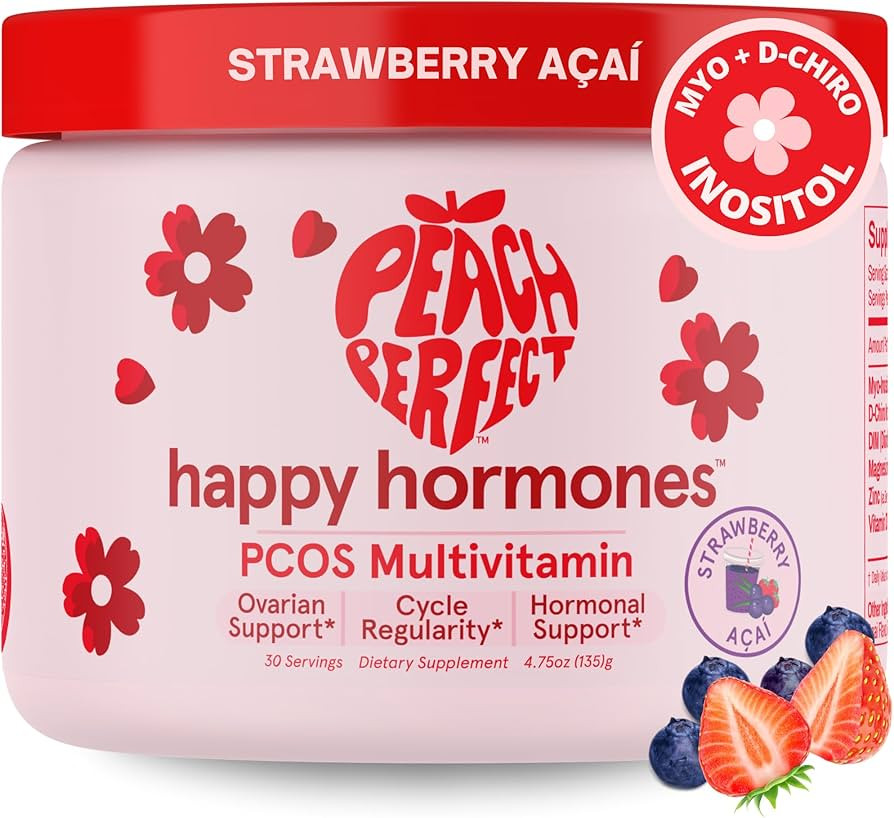 Happy Hormones Powder, PCOS Multivitamin, Strawberry Acai, Myo-Inositol & D-Chiro Inositol 40:1 B... | Amazon (US)