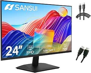 SANSUI Monitor 24 inch FHD PC Monitor with USB Type-C, Built-in Speakers Earphone, Ultra-Slim Erg... | Amazon (US)