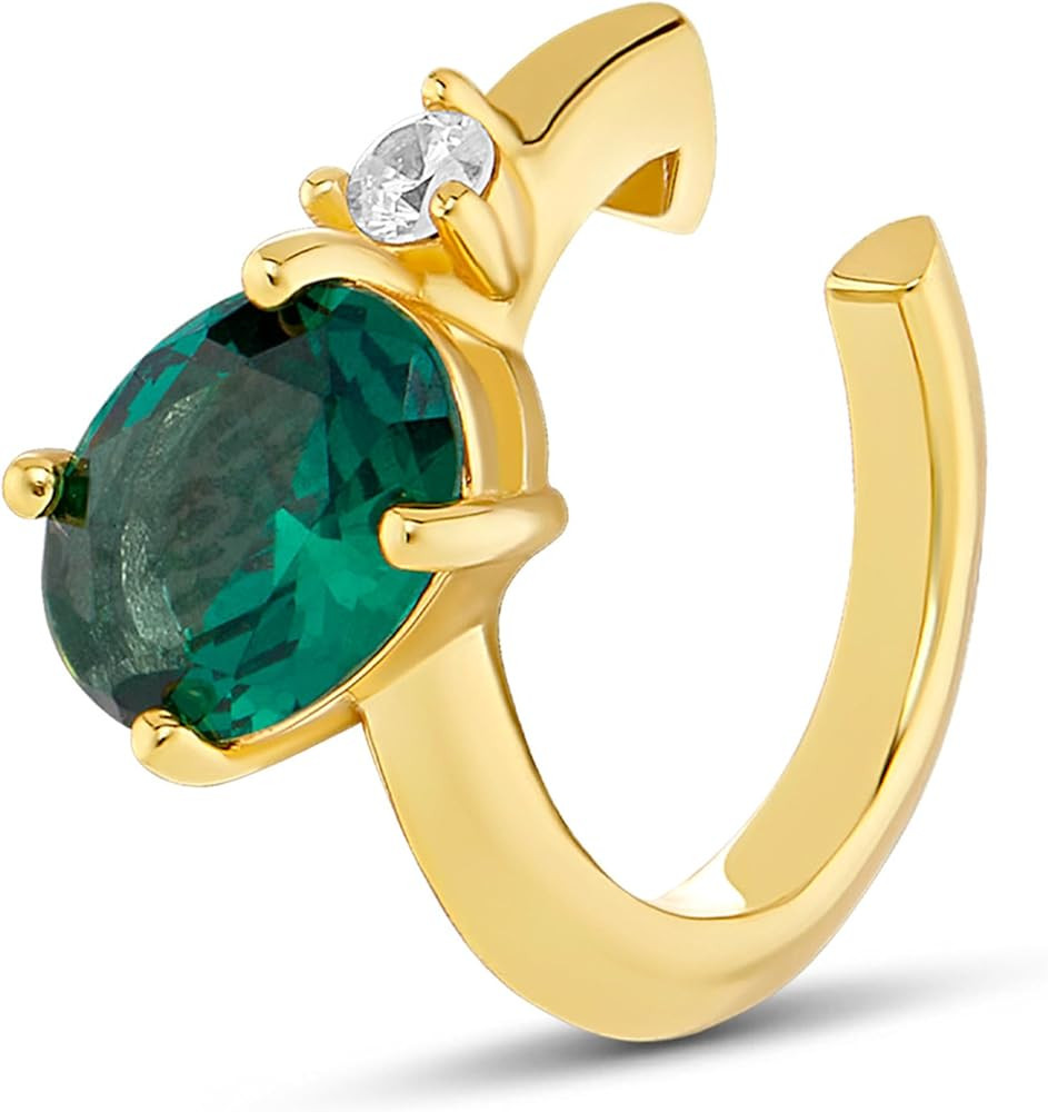 MILLA Ear Cuffs Non Piercing, Birthstone Jewelry, 14K Gold Plated over 925 Sterling Silver Half H... | Amazon (US)