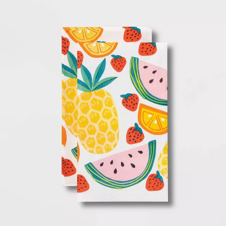 20ct All of Fruit Print Guest Napkin on White - Sun Squad™ | Target