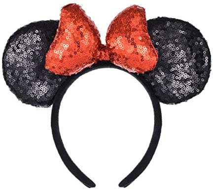 A Miaow 3D Black Mouse Sequin Ears Headband MM Glitter Butterfly Hair Clasp Park Supply Adults Women | Amazon (US)