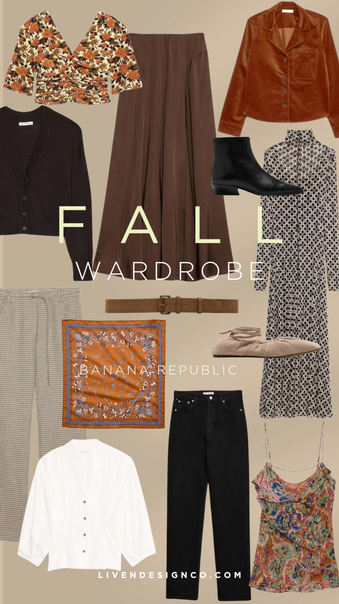 Banana Republic fall wardrobe. Fall style inspiration. Sheer dress. Floral top. Cardigan. Boots. Ballet flats. Scarf. Houndstooth pants. Black jeans. Brown skirt. Midi skirt

#LTKCyberWeek #LTKSeasonal #LTKSaleAlert