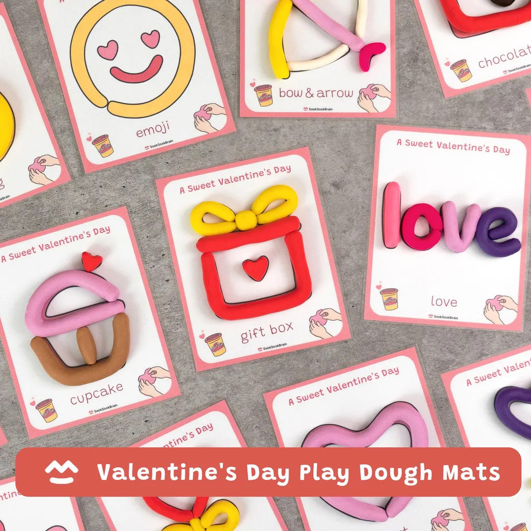 Valentine’s Day Play Dough Mats, Montessori Learning, Playdough Activity, Fine Motor Skills, Pr... | Etsy (US)