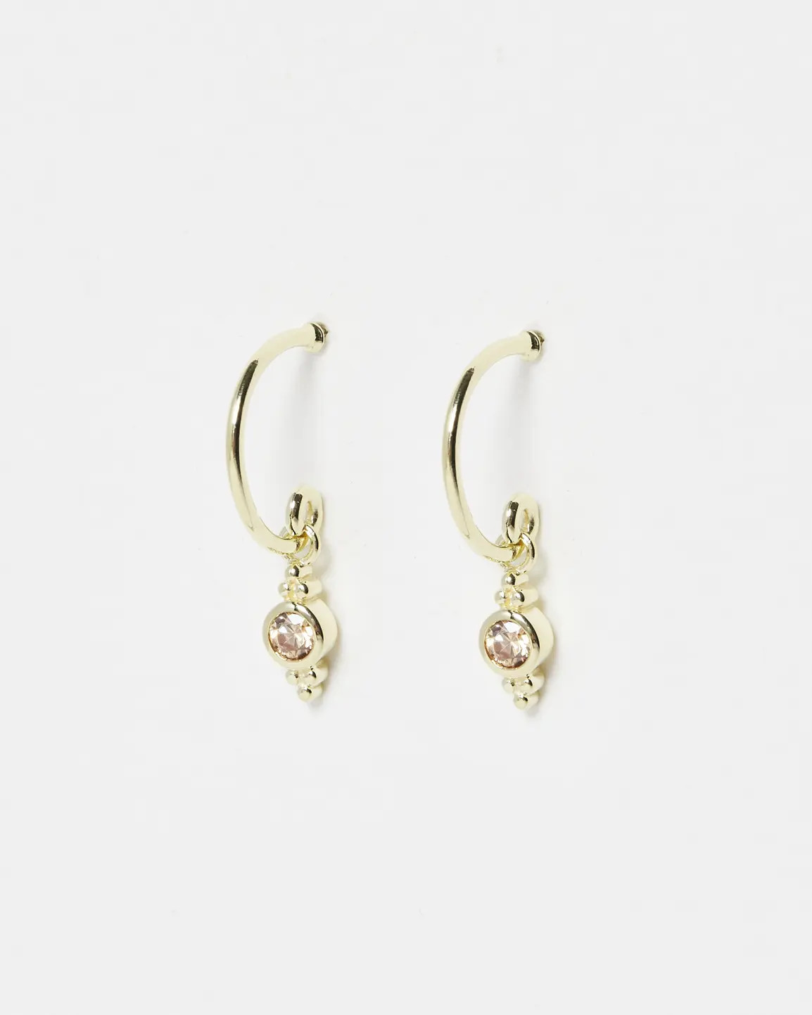 Octavia Stone Gold Plated Drop Hoop Earrings | Oliver Bonas (Global)