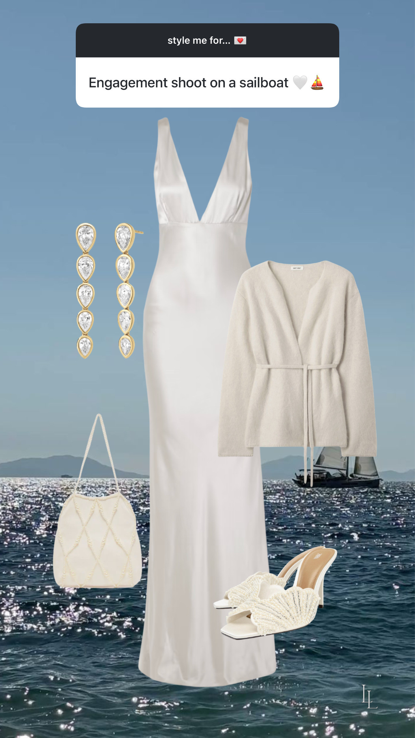 style me for an engagement shoot on a sailboat! 
Revolve, dolce vita, zara, ring concierge  

 #LTKgrwm #LTKWedding