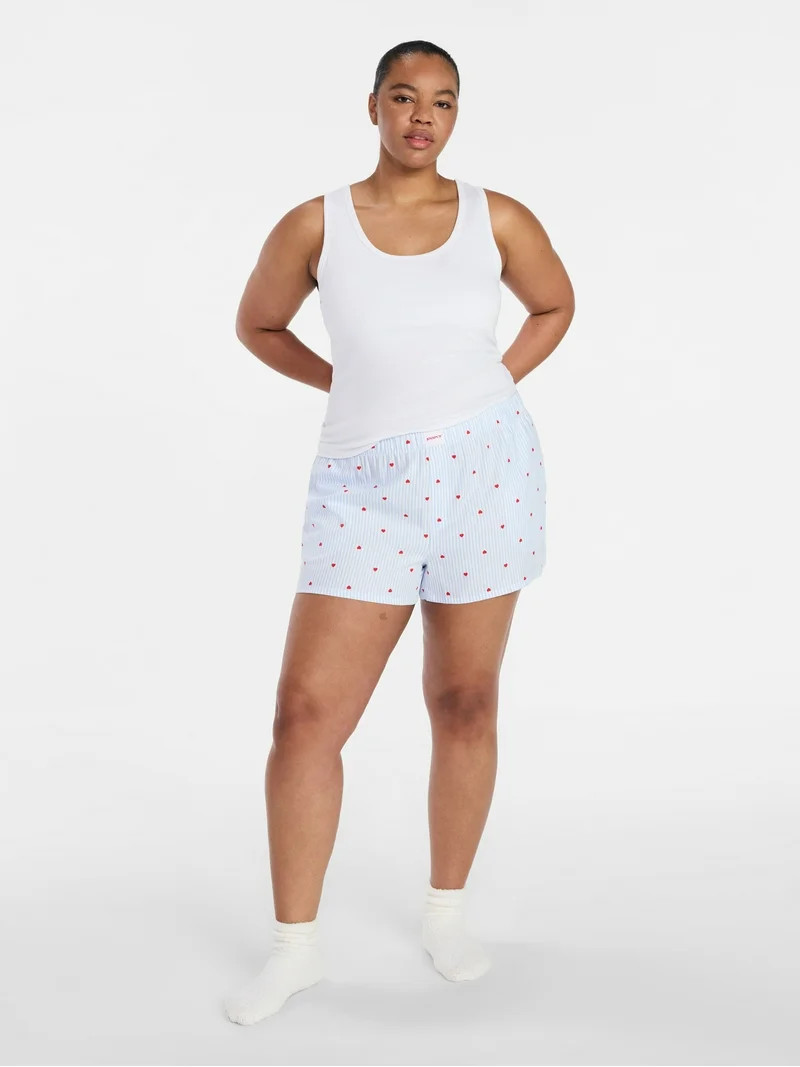 Joyspun Women's Woven Pajama Boxer Shorts, 3'' Inseam, Sizes XS-3X | Walmart (US)