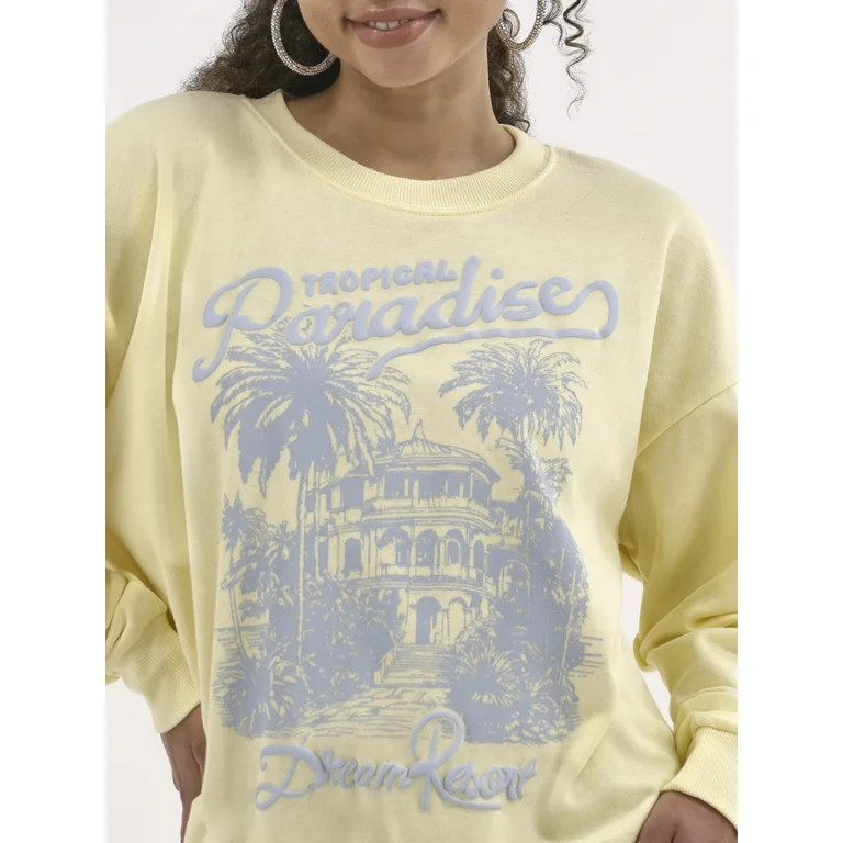 No Boundaries Oversized Graphic Crewneck Sweatshirt, Women's | Walmart (US)