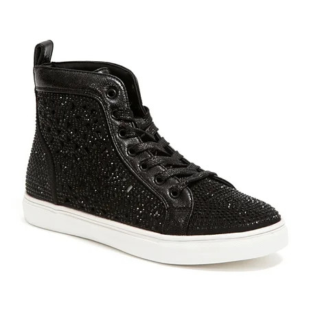 New York Lady couture flat laser cut high top bling rhinestone sneaker women s shoes | Walmart (US)