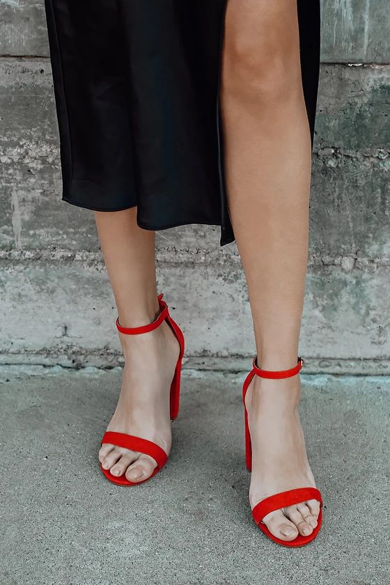 Taylor Red Suede Ankle Strap Heels | Lulus (US)