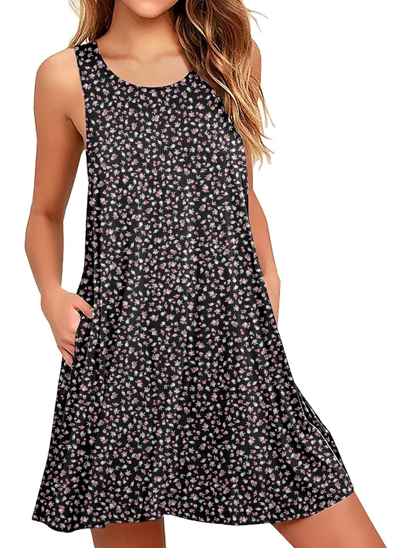 PPYOUNG Women Summer Casual Swing T-Shirt Dresses Beach Cover up Loose Tank Dress L | Walmart (US)