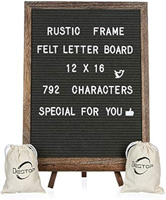 Felt Letter Board with Rustic Vintage Frame and Stand 12x16 inch, Dark Grey Changeable Letter and... | Amazon (US)