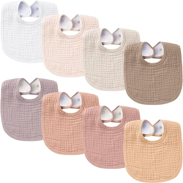 Konssy Muslin Baby Bibs 8 Pack Baby Bandana Drool Bibs Cotton for Unisex Boys Girls, 8 Solid Colo... | Amazon (US)
