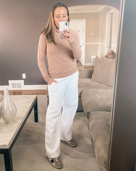 The BEST sweatpants I have bought recently. They are thick and soft and warm. I bought black and white, plus I want to order the cream color too. They are a boyfriend fit. Very flattering. Almost don’t even feel like I’m wearing sweats. Wearing size Small. 

Cozy, winter outfit, casual, loungewear, sweatpants  

#LTKfindsunder100 #LTKstyletip #LTKMostLoved