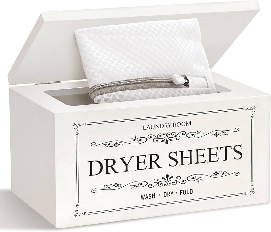 Dryer Sheet Holder , Dryer Sheets Dispenser comes with 1 Laundry Bag , Wooden Small Laundry Conta... | Amazon (US)