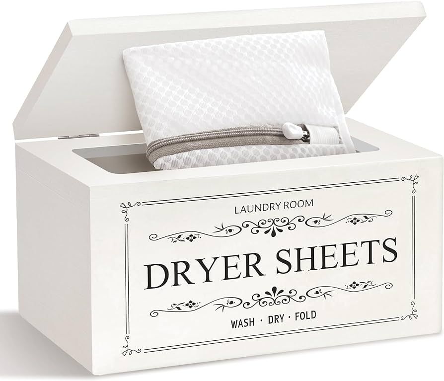 Dryer Sheet Holder , Dryer Sheets Dispenser comes with 1 Laundry Bag , Wooden Small Laundry Conta... | Amazon (US)