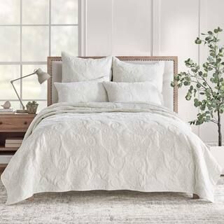 Levtex Home Cream Velvet 2-Piece Cream Floral Paisley Quilting Microfiber Twin/Twin Xl Quilt Set, Iv | The Home Depot